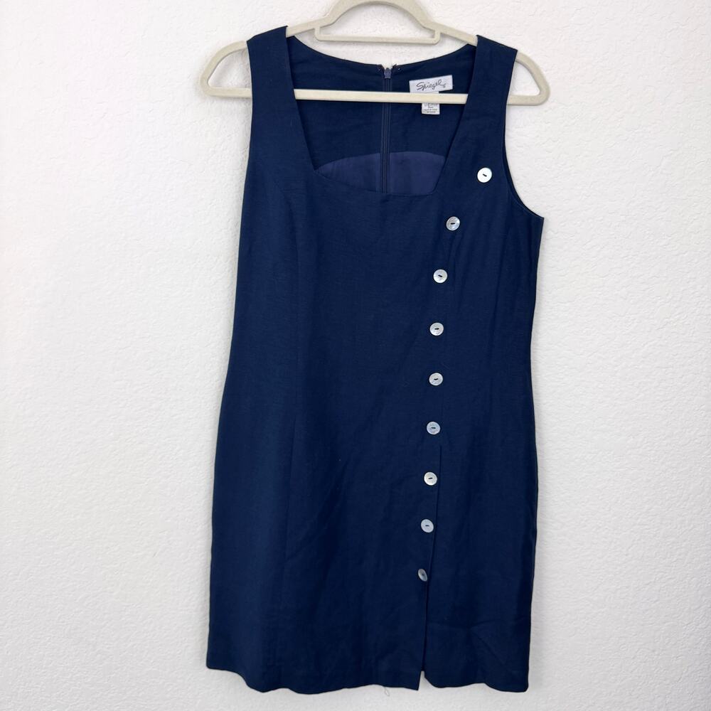 Spiegel Womens Sleeveless Dress Size 8 Linen Blend Classic Minimal Summer Blue